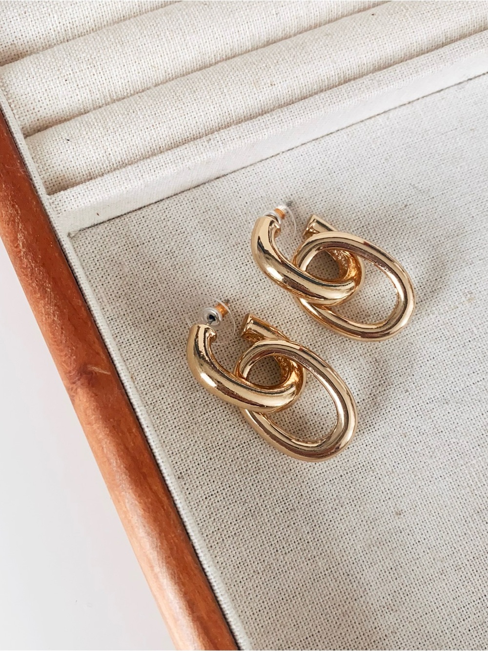 4/$15 Gold Linked Hoop Drop Earrings - Women's Jewelry